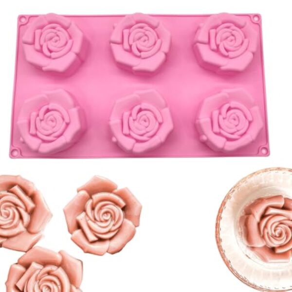 Molde de Silicone Sabonete Artesanal 90g Rosas Flores Forma Doces Velas