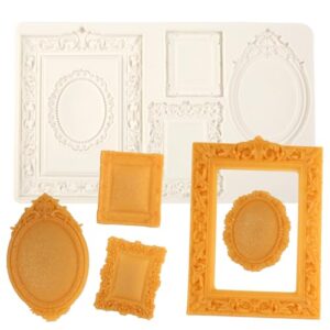 nklbio 1 pç molde de silicone grande moldura barroca, relevo europeu, decoração de bolo, molde de fondant para cupcakes de casamento, biscoitos, doces, chocolate, maçapão, goma de resina, gesso