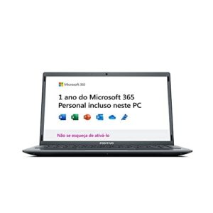 Notebook Positivo Motion Q4128C Intel Atom Quad-Core 4GB 128GB 14.1" Windows 10 Home - Cinza – Inclui Microsoft 365