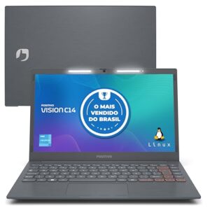 Notebook Positivo Vision C14 Lumina BAR Celeron, 8GB 128GB eMMC, Tela 14 Polegadas HD Antirreflexo, Linux, Tecla Link - Cinza
