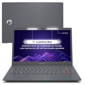 Notebook Positivo Vision C14 Lumina BAR Celeron 8GB RAM 256GB eMMC Tela 14 Polegadas HD Antirreflexo Linux Tecla Link – Cinza