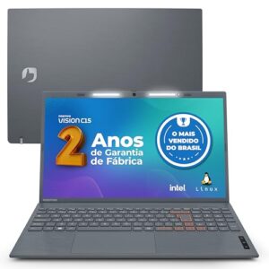 Notebook Positivo Vision C15 Lumina Bar Celeron, 8GB 128GB eMMC, Tela 15 polegadas HD Antirreflexo, Linux, Tecla Link, Cinza - 2 ANOS DE GARANTIA