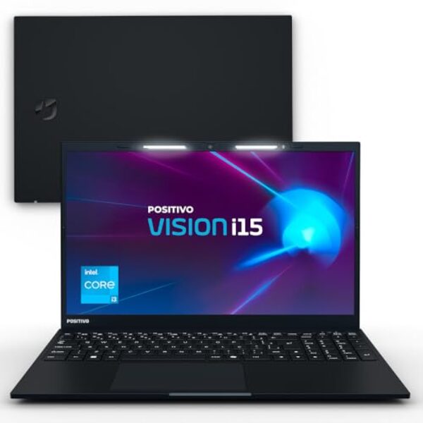 Notebook Positivo Vision i15 Lumina Bar Core i3-N300 8GB 512GB SSD, Tela 15 polegadas Full HD Antirreflexo Linux - Preto