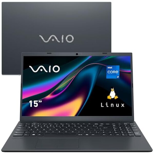 Notebook VAIO FE15, Intel Core i7 12th, 16GB 512GB SSD, Tela 15,6'' Full HD Antirreflexo, Linux - Cinza Grafite, VJFE54F11XB2731H