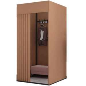 OUFEIJIA Provador portátil com cortina de sombreamento, divisor de troca de fácil instalação para lojas de roupas (marrom, 100 x 100 x 200 cm)