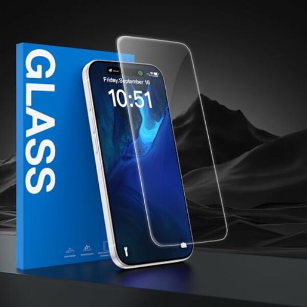 Pacote com 1 protetor de tela para iPhone 14 PRO MAX (6,7 polegadas), película de vidro temperado, grau militar, à prova de estilhaçamento, dureza 9H, ultrarresistente - HD transparente (1 pacote)