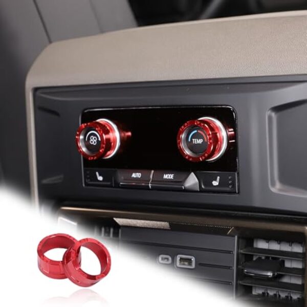 Para acessórios Hummer EV 2024 2025, botão de ar condicionado, tampa do botão do interruptor de controle climático e consoles centrais acabamento do anel da tampa do botão de volume (2 peças, vermelho