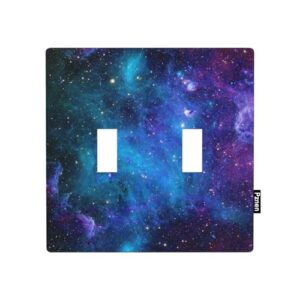 Pznen Capa de interruptor de luz Galaxy 2 gang, espaço azul, noite, céu estrelado, estrelas, universo, nebulosa misteriosa, para quarto de meninos e meninas