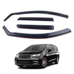 SAOKNCE 4 peças de proteção de chuva extra duráveis no canal adequado para Chrysler Pacifica 2017 2018 2019 2021 2022 2023 2024 2025 Chrysler Pacifica, defletores de janela, viseiras de janela (preto