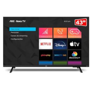 Smart TV 43" LCD LED AOC 43S5155/78G - Wi-Fi DLED FHD, Quad Core, HDMI USB