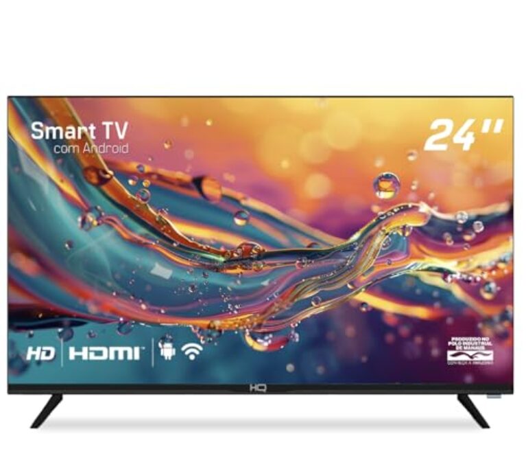 Smart TV HQ 24" HD tela sem bordas Android 12 design slim HQS24NKHM