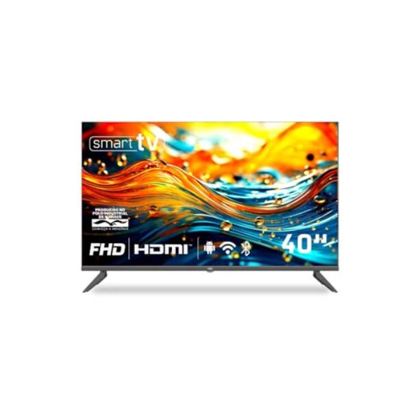 Smart TV HQ 40" Full HD tela sem bordas Android 12 design Slim HQS40NKHM
