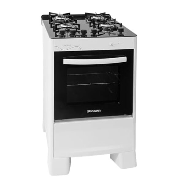SUGGAR FOGÃO NEO GLASS BRANCO MESA DE VIDRO 4 BOCAS TREMPE 6 APOIOS ACENDIMENTO AUTOMÁTICO FGVNG410BR