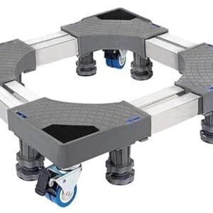 Suporte Com Rodinhas Para Geladeira Maquina De Lavar E Seca Com Barra Dupla Aco Inox Ajustavel 45 A 68cm 350kg