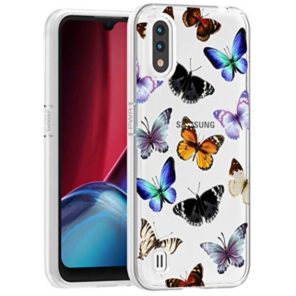 Yodueiv Phone Case for Galaxy A01, Samsung A01 Case for Girls Women, Soft Clear TPU Shockproof Protective Transparent Case Cover for Samsung Galaxy A01 (Colorful Butterfly)