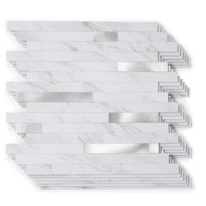 10 folhas de revestimento de azulejo de metal de pedra, cole em azulejos para cozinha, banheiro, lavanderia, acampamento, lareira