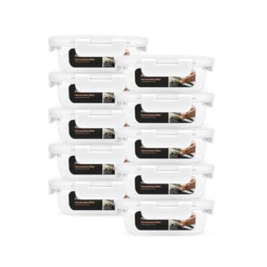 10 Potes De Vidro Retangular Hermético Travas Firmes 370ml (Branco)