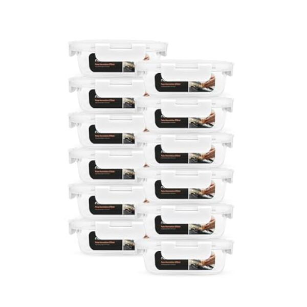 12 Potes Herméticos Trava Abre Fecha Fácil Resistentes 370ml (Branco)