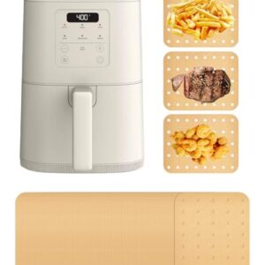 130 peças de forros de papel perfurados para fritadeira a ar fina Bella de 4 litros (capacidade de 1,5 kg), forro de papel pergaminho descartável retangular Airfryer, acessórios antiaderentes de grau