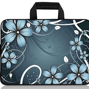 14 15 15,4 15,4 15,6 polegadas bolsa para laptop capa com alça chromebook capa protetora para computador capa para notebook capa de neoprene Chromebook capa de viagem (flor azul)