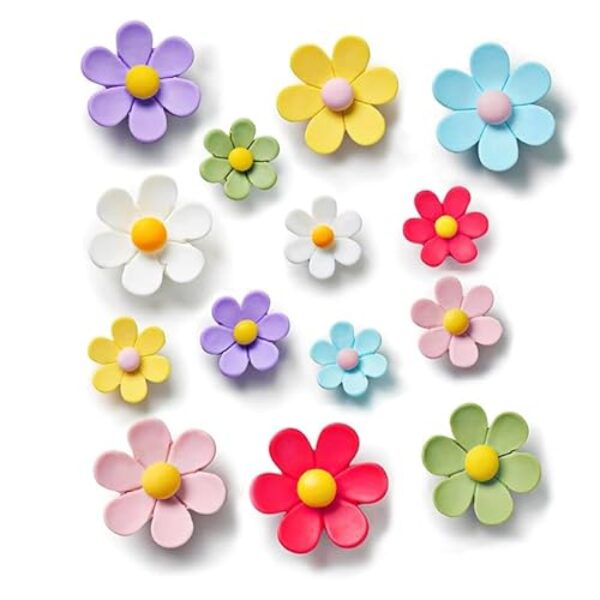 14 peças de ímãs de geladeira de flores 3D - decorações florais sortidas de cores pastel, ímãs fofos de margaridas para casa, cozinha, escritório, organizador magnético para anotações e fotos