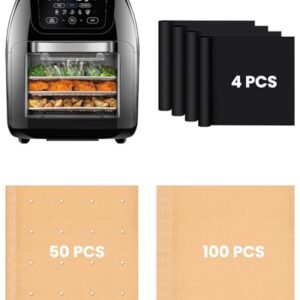 154 peças de forros de fritadeira a ar compatíveis com fritadeira digital multifuncional CHEFMAN de 10 litros, 100 peças de papel manteiga, 50 peças de forros descartáveis perfurados, 4 peças de