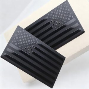1 par de adesivos de metal 3D em relevo com emblema da bandeira americana preta, 12,7 x 7,6 cm, bandeira patriótica dos EUA para caminhão, janela, motocicleta, suporte militar dos EUA