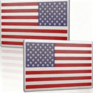 1 par de adesivos de metal 3D em relevo com emblema da bandeira americana preta, 12,7 x 7,6 cm, bandeira patriótica dos EUA para caminhão, janela, motocicleta, suporte militar dos EUA