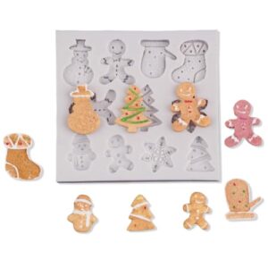 1 peça de moldes de silicone de Natal, meias de luva de árvore de gengibre, molde de chocolate estrela, moldes de silicone antiaderentes para assar gelatina, bolo, gelatina, biscoito, sabonete, doces