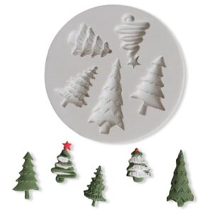 1 pç moldes de silicone para árvore de Natal, formas de bolo, bandejas de biscoitos, sabão feito à mão, 5 cavidades, moldes para fazer formas para pudim de chocolate, geléia, muffins, copos, cozinha