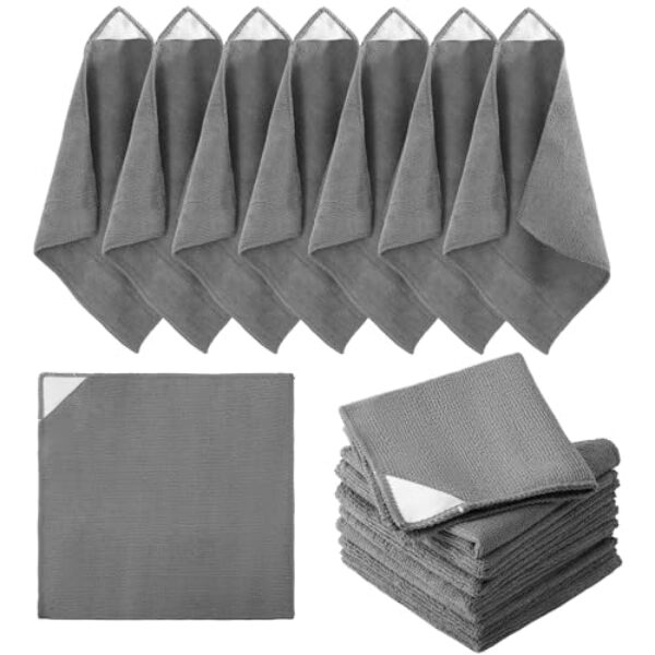 24 peças de pano de limpeza magnético de microfibra reutilizável e lavável, adequado para quadros brancos, quadros-negros, quadros-negros, vidros (cinza, 24 itens)