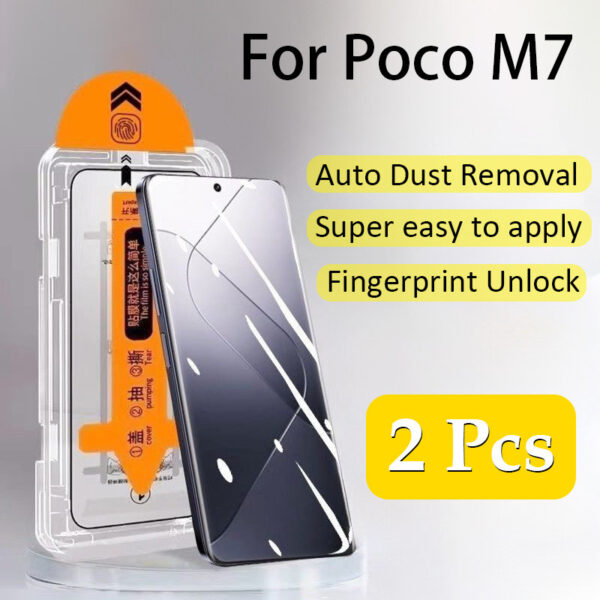 2 Pcs Poco M7 4G HD Protetor De Tela Película De Vidro Com Um Clique Poco F7 M7 C75 Pro Redmi A5 14C A3 4G 5G