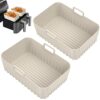 2 peças de forro de silicone para fritadeira a ar com alça reutilizável, bandeja de fritadeira a ar, panela retangular, acessórios resistentes ao calor, podem ser lavados na lava-louças 21 x 12 cm