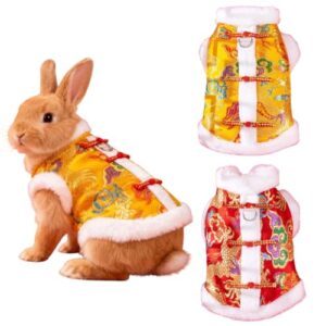 2 peças de roupas de coelho jaqueta acolchoada de ano novo roupa fofa adequada para coelhos, Degus, furões, porquinhos-da-índia, gatinhos, filhotes e outros animais pequenos (pequeno)
