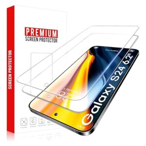 2 películas protetoras de tela para iPhone 14 Pro, transparente, antiarranhões, película de vidro temperado com moldura de instalação