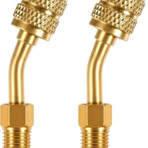 2 Pçs Mini Split A2l Refrigerante Carregamento Porta Vácuo Conversor de Latão com Dedal 5/40.6 cm Fêmea para Ar Condicionado (45°*2)