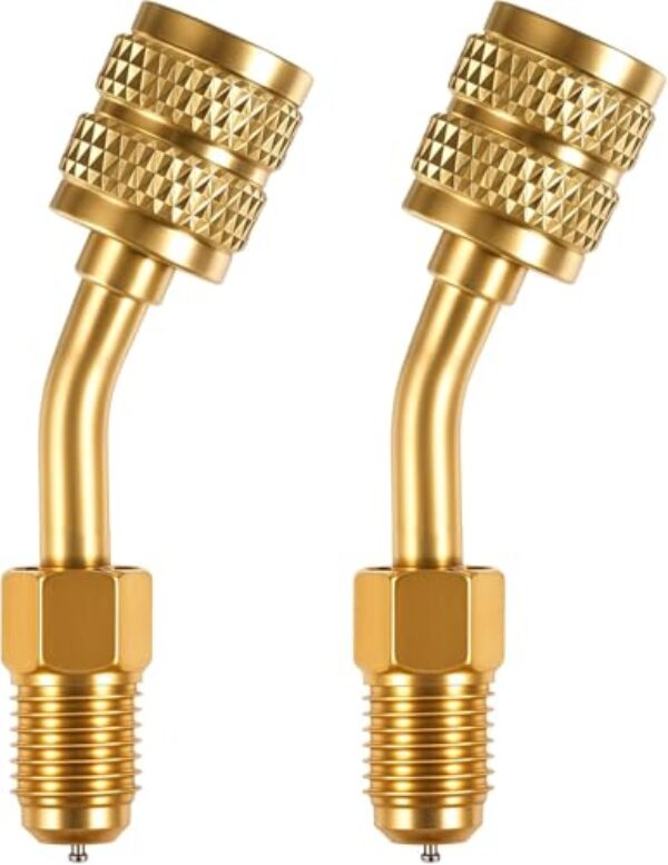 2 Pçs Mini Split A2l Refrigerante Carregamento Porta Vácuo Conversor de Latão com Dedal 5/40.6 cm Fêmea para Ar Condicionado (45°*2)