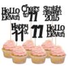 30 Pack Straight Outta 2015 Cupcake Toppers Glitter Black Eleven Happy 11st Birthday Cupcake Picks Cheers to 11 Years Cake Decorations for Baby Shower Boys Girls Kids 11st Birthday Party Supplies