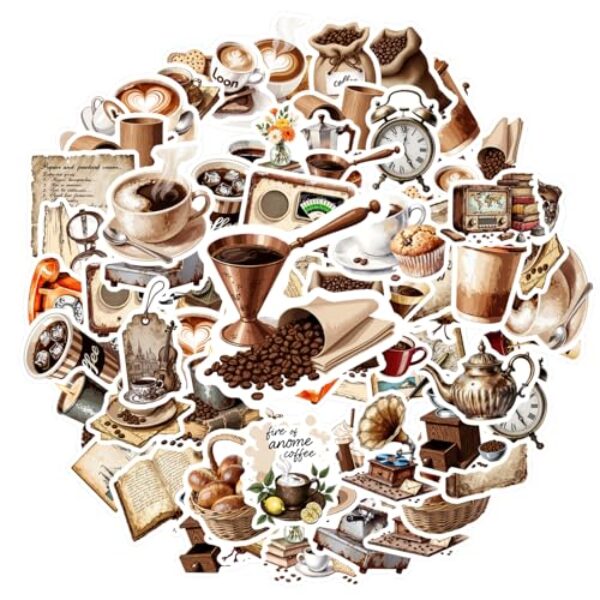 35 peças de café vintage retrô papelaria adesivos à prova d'água adesivos de grafite nostálgicos adesivos engraçados para notebook, bagagem, celular, copo, mala, geladeira, telefone, bagagem, laptop