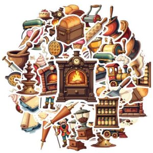 35 peças vintage utensílios de cozinha adesivos de recompensa de professores DIY adesivos retrô para laptop, motocicleta, bagagem, telefone, geladeira, bagagem, laptop, guitarra, carro, adesivo