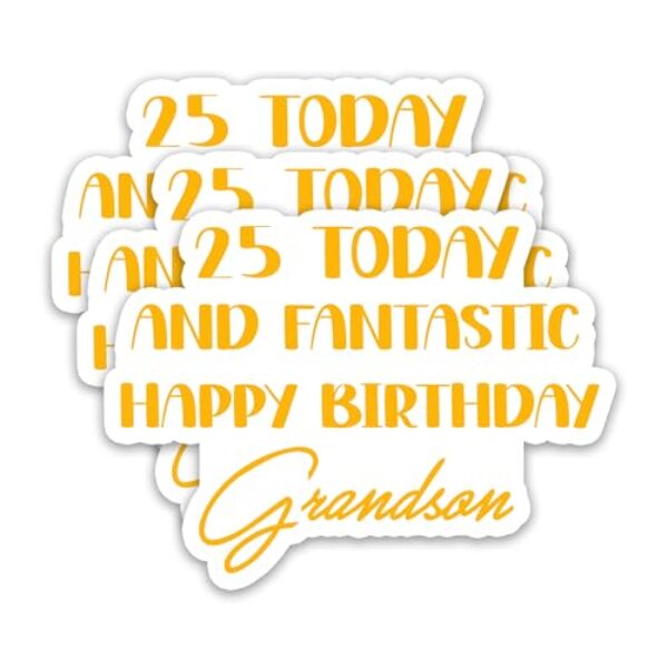 (3 peças) 25 Hoje e Fantástico Feliz Aniversário Neto Adesivos de Aniversário para Celebração do 25º Neto, Decalque de Vinil Impermeável para Decoração de Festa, Garrafa de Água, Scrapbook, Diário