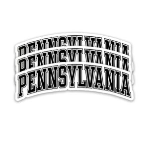 (3 peças) Adesivo do estado da Pensilvânia, adesivo com nome do estado dos EUA, decalque de vinil à prova d'água para laptops, garrafas de água, álbuns, presente de viagem | 7,6 cm x 2,5 cm