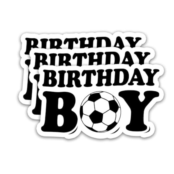 (3 peças) Adesivos de futebol para meninos de aniversário – Decalques de vinil à prova d'água para sacolas de presente, lembrancinhas de festa, garrafas de água, laptops e muito mais – Decoração