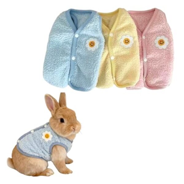 3 peças de suéter de coelho para animais de estimação, casaco de inverno, bonito e quente, colete de orelha caída, adequado para coelhos, gatinhos, filhotes e outros animais de estimação pequenos