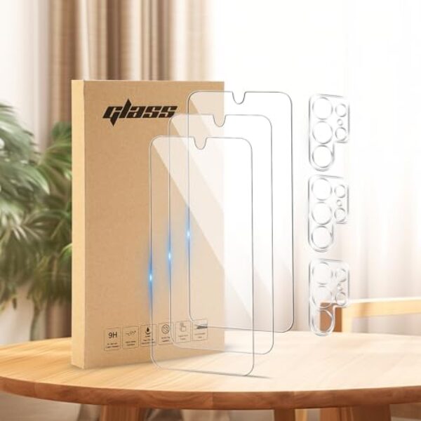 3 protetores de tela + 3 protetores de câmera projetados para Samsung Galaxy A71 5G, à prova de arranhões, sem bolhas, ultra resistente (0,26 mm HD ultra transparente) vidro de dureza 9H