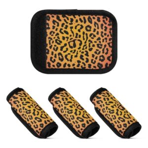 4 peças envoltórios de alça de bagagem laranja leopardo exclusiva almofada de alça de bagagem protege alças de bolsa para bolsa de mão