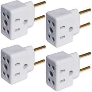 4 UNIDADES | Adaptador Universal de Tomada 10A/20A | Benjamin Reforçado 3 para 2 Pinos | Plug Bivolt Padrão Brasileiro