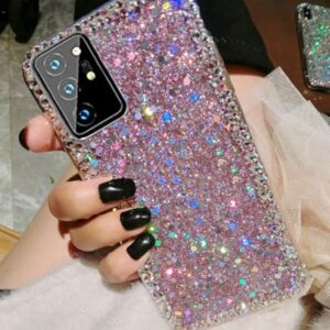 4youcase Capa com glitter rosa para Samsung Galaxy A17 5G, linda capa de telefone fina para Samsung Galaxy A17 5G com diamantes brilhantes e brilhantes