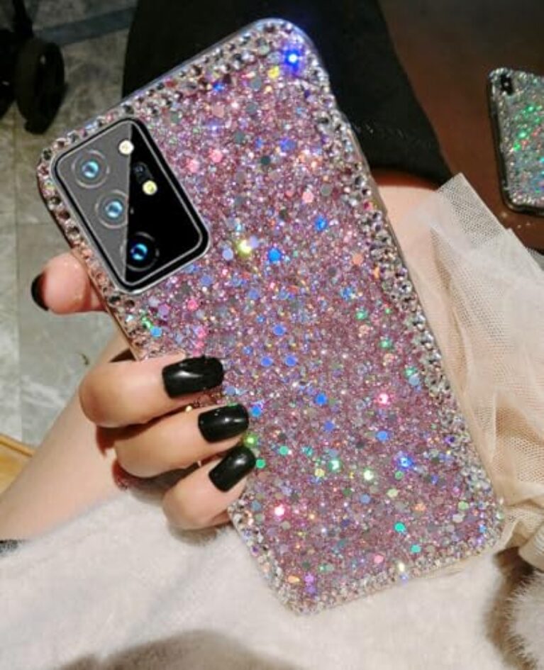 4youcase Capa com glitter rosa para Samsung Galaxy S20 Ultra, linda luxuosa, brilhante, diamante, strass, proteção de TPU macio, à prova de choque, para mulheres e meninas, capa de telefone fina para