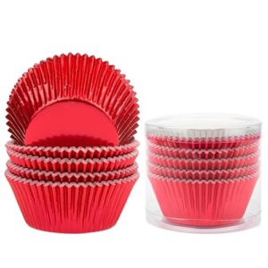 500 peças de forros de cupcake de folha colorida premium, mistura de ouro, prata, ouro rosa, azul, vermelho, para assar muffin, cupcake e air fryer